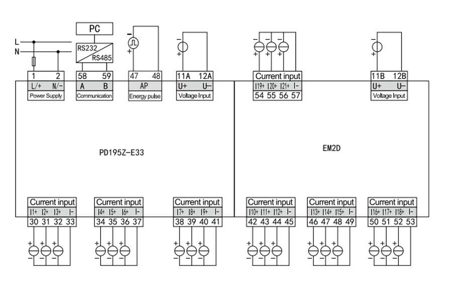 DC Multi-circuit Measurement Power Meter Typical Wiring