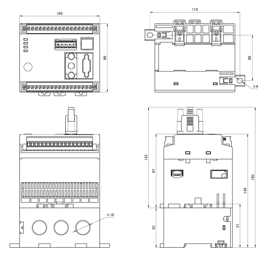 WDH-31-500 Motor Protection Controller Dimension